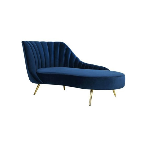Glam Tufted Velvet Chaise Lounge with Reclining Channel Stitch Chaise for Living Room Blue Left-Arm Chaise Clearhalo 'Chairs & Seating' 'Chaise Lounge' 'chaise_lounge' 'furn' 'furn_chaise_lounge' 'Furniture' 'Living Room Furniture' 7019855