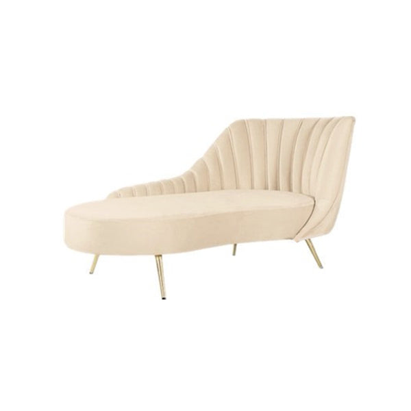 Glam Tufted Velvet Chaise Lounge with Reclining Channel Stitch Chaise for Living Room Beige Right-Arm Chaise Clearhalo 'Chairs & Seating' 'Chaise Lounge' 'chaise_lounge' 'furn' 'furn_chaise_lounge' 'Furniture' 'Living Room Furniture' 7019856