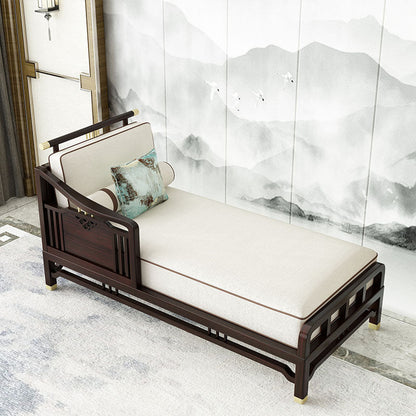 Traditional Style Cotton Chaise Lounge Bedroom Recessed Arms Chaise