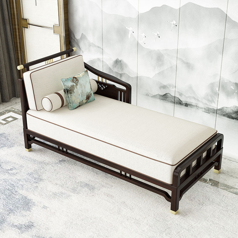 Traditional Style Cotton Chaise Lounge Bedroom Recessed Arms Chaise