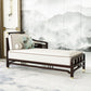 Traditional Style Cotton Chaise Lounge Bedroom Recessed Arms Chaise