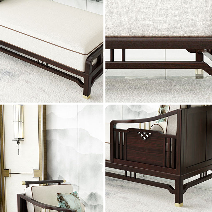 Traditional Style Cotton Chaise Lounge Bedroom Recessed Arms Chaise