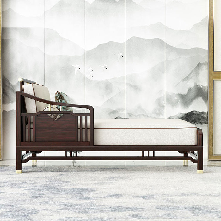 Traditional Style Cotton Chaise Lounge Bedroom Recessed Arms Chaise