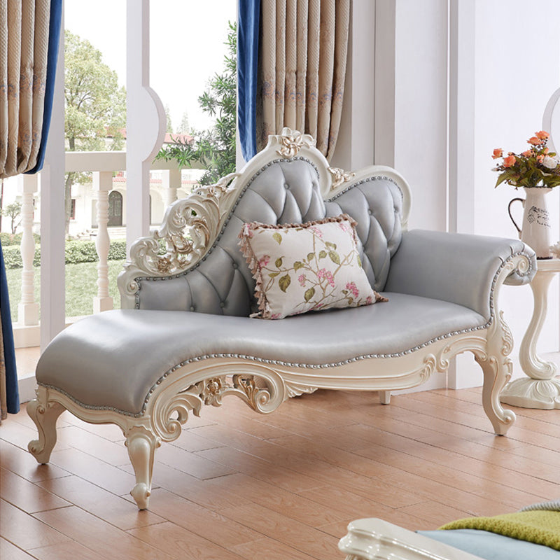 Glam Chaise Lounge Genuine Leather Chaise Lounge Sofa for Living Room White Right-Arm Chaise Clearhalo 'Chairs & Seating' 'Chaise Lounge' 'chaise_lounge' 'furn' 'furn_chaise_lounge' 'Furniture' 'Living Room Furniture' 7019869