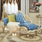 Glam Chaise Lounge Genuine Leather Chaise Lounge Sofa for Living Room Sky Blue Left-Arm Chaise Clearhalo 'Chairs & Seating' 'Chaise Lounge' 'chaise_lounge' 'furn' 'furn_chaise_lounge' 'Furniture' 'Living Room Furniture' 7019874