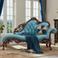Glam Chaise Lounge Genuine Leather Chaise Lounge Sofa for Living Room Blue Right-Arm Chaise Clearhalo 'Chairs & Seating' 'Chaise Lounge' 'chaise_lounge' 'furn' 'furn_chaise_lounge' 'Furniture' 'Living Room Furniture' 7019878