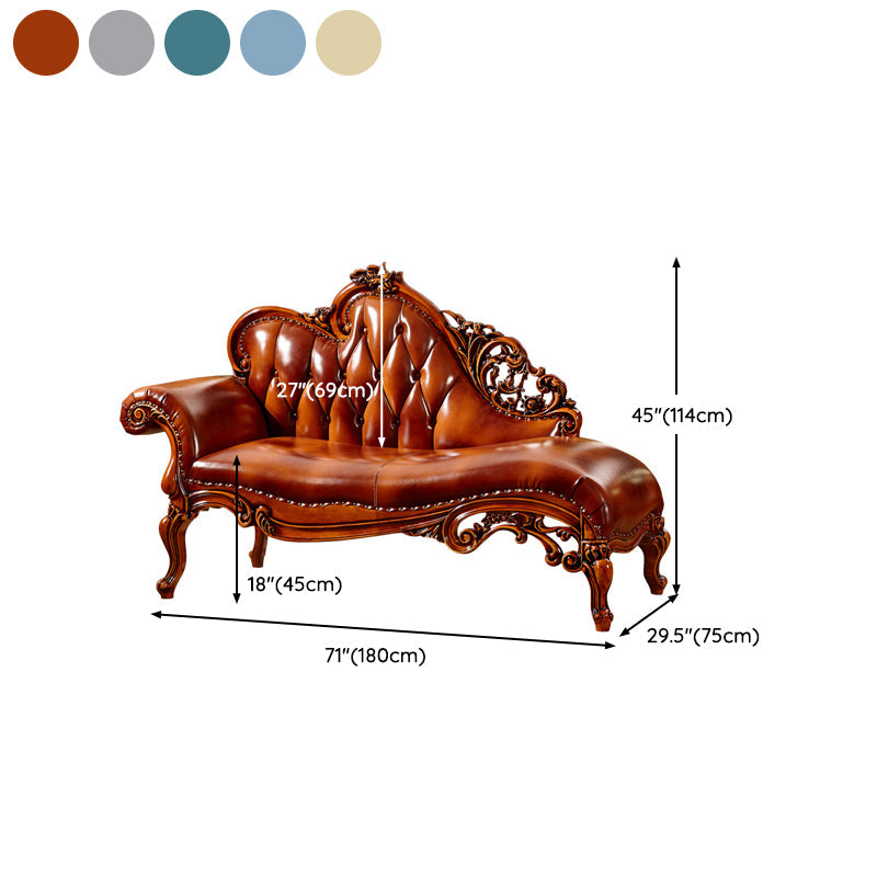 Glam Chaise Lounge Genuine Leather Chaise Lounge Sofa for Living Room Clearhalo 'Chairs & Seating' 'Chaise Lounge' 'chaise_lounge' 'furn' 'furn_chaise_lounge' 'Furniture' 'Living Room Furniture' 7019881