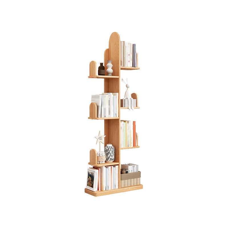 Modern Open Back Standard Book Shelf Wooden Bookcase for Study Room 23.6"L x 9.4"W x 57.1"H Natural Clearhalo 'Bookcases' 'furn' 'furn_bookcases' 'Furniture' 'Office Furniture' 7019895