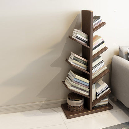 Modern Open Back Standard Book Shelf Wooden Bookcase for Study Room 22"L x 11.8"W x 47.6"H Walnut Clearhalo 'Bookcases' 'furn' 'furn_bookcases' 'Furniture' 'Office Furniture' 7019896
