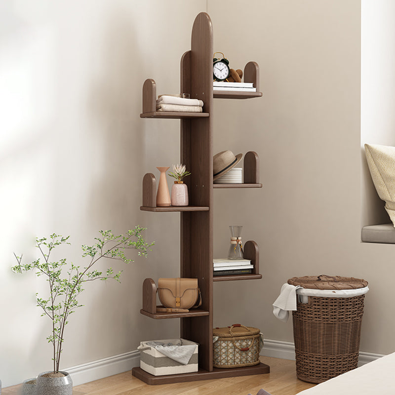 Modern Open Back Standard Book Shelf Wooden Bookcase for Study Room 23.6"L x 9.4"W x 57.1"H Walnut Clearhalo 'Bookcases' 'furn' 'furn_bookcases' 'Furniture' 'Office Furniture' 7019900