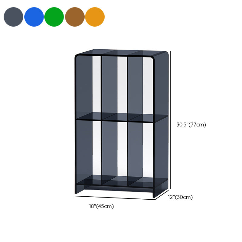 Modern Open Back Standard Bookshelf Acrylic Bookcase with Rectangular Shelves