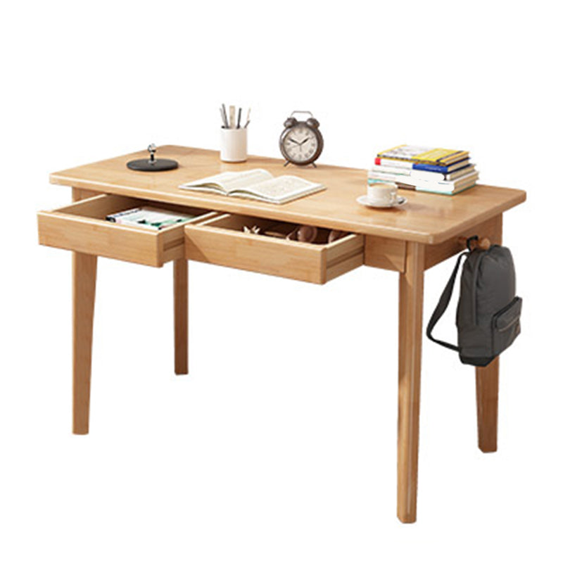 Solid Wood Rectangle Writing Desk Parsons Base 29.53-inch Tall Office Desk Natural 2 Clearhalo 'furn' 'furn_office_desk' 'Furniture' 'Office Desks' 'Office Furniture' 'office_desk' 7020084