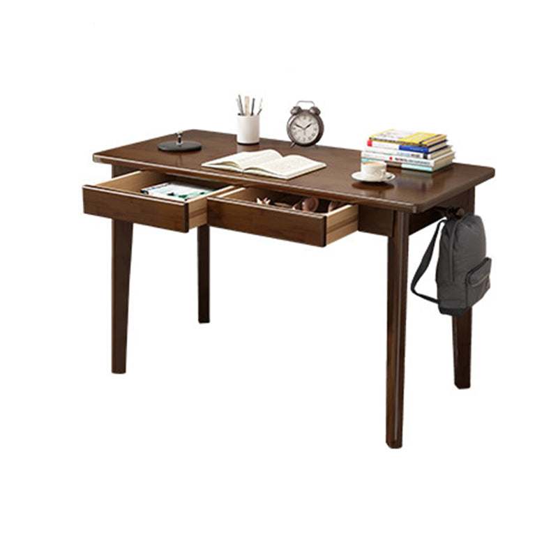 Solid Wood Rectangle Writing Desk Parsons Base 29.53-inch Tall Office Desk Walnut 2 Clearhalo 'furn' 'furn_office_desk' 'Furniture' 'Office Desks' 'Office Furniture' 'office_desk' 7020085