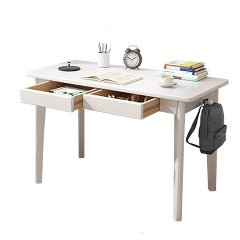 Solid Wood Rectangle Writing Desk Parsons Base 29.53-inch Tall Office Desk White 2 Clearhalo 'furn' 'furn_office_desk' 'Furniture' 'Office Desks' 'Office Furniture' 'office_desk' 7020086