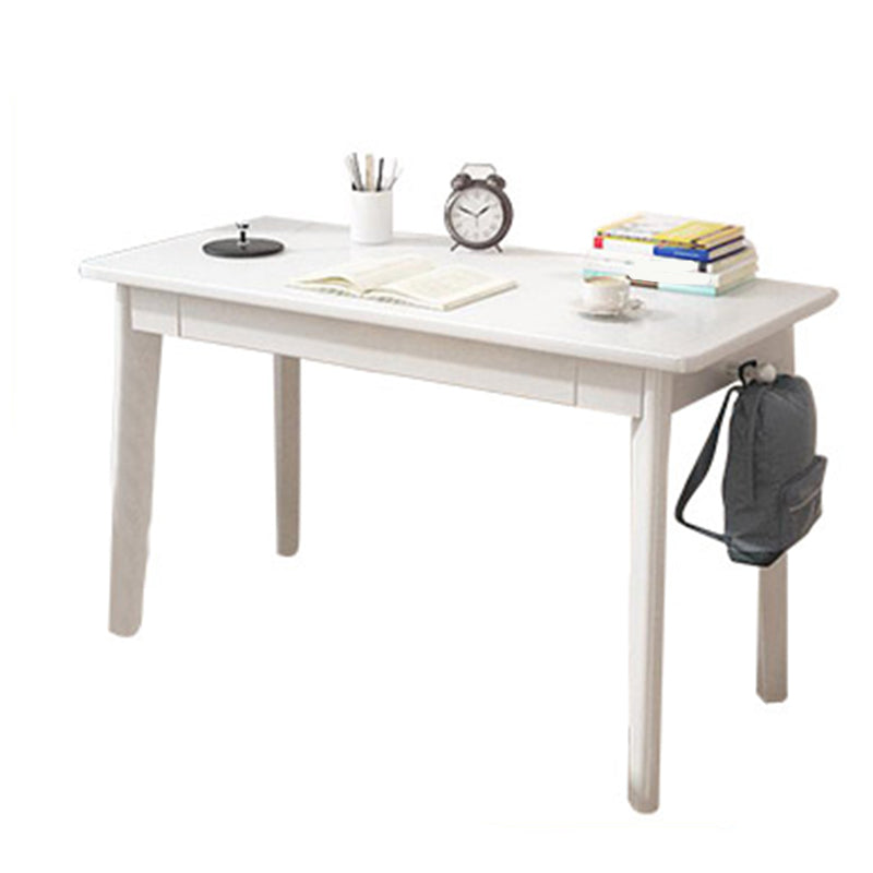 Solid Wood Rectangle Writing Desk Parsons Base 29.53-inch Tall Office Desk 31.5"L x 19.7"W x 29.5"H White 1 Clearhalo 'furn' 'furn_office_desk' 'Furniture' 'Office Desks' 'Office Furniture' 'office_desk' 7020092
