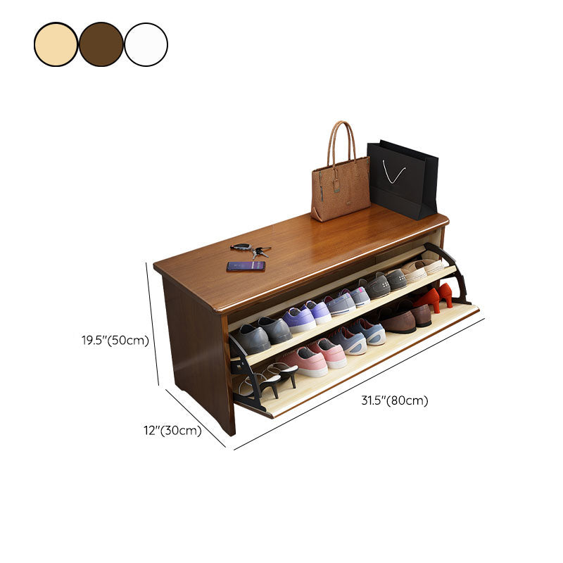 Banco de entrada de entrada Banco de asiento de madera con almacenamiento de zapatos, ancho de 12 "