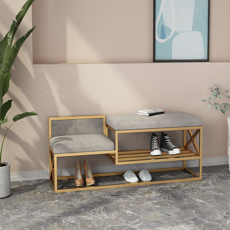 Panchina di ingresso moderna panca in metallo imbottito con deposito per scarpe, 14 "W