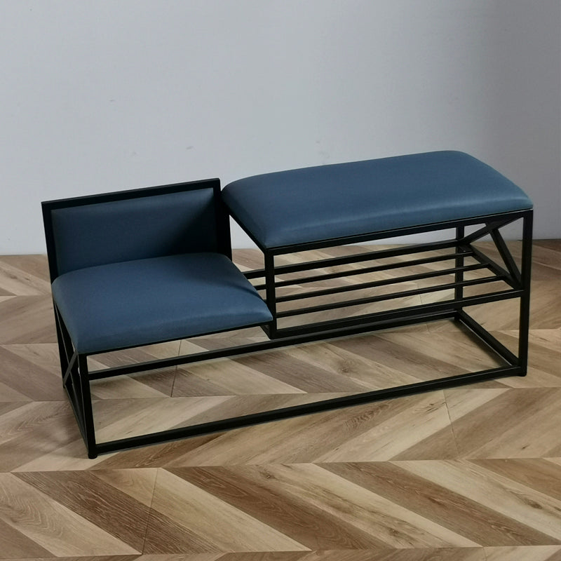 Panchina di ingresso moderna panca in metallo imbottito con deposito per scarpe, 14 "W