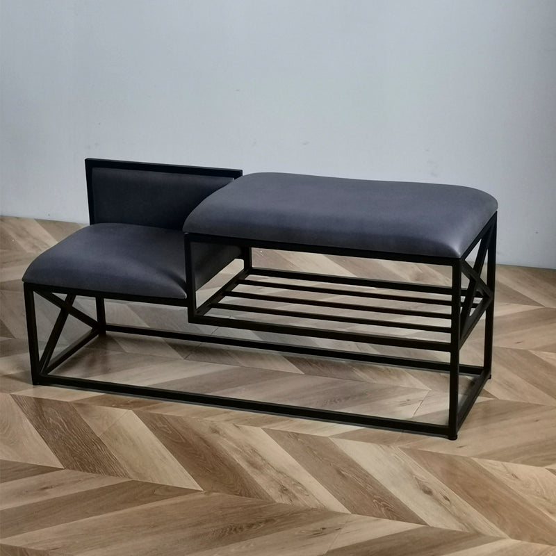Panchina di ingresso moderna panca in metallo imbottito con deposito per scarpe, 14 "W