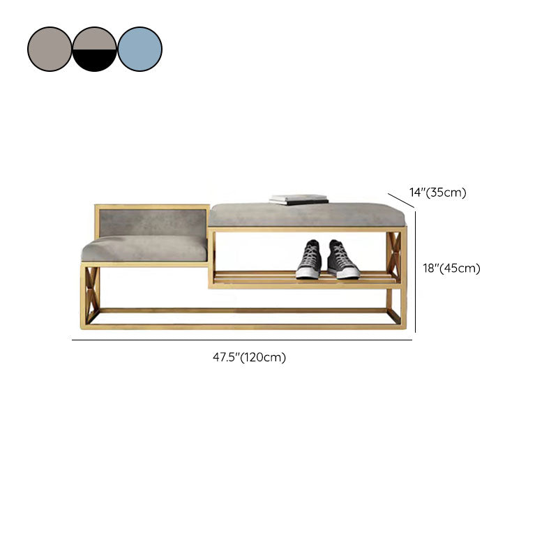 Panchina di ingresso moderna panca in metallo imbottito con deposito per scarpe, 14 "W