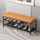Modern Entryway Bench Cushioned Metal Seating Bench with Shelves , 12.5" Width 39"L x 13"W x 18.5"H Orange Clearhalo 'Benches' 'Chairs & Seating' 'furn' 'furn_benches' 'Furniture' 'Living Room Furniture' 7020553