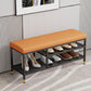 Modern Entryway Bench Cushioned Metal Seating Bench with Shelves , 12.5" Width Orange Clearhalo 'Benches' 'Chairs & Seating' 'furn' 'furn_benches' 'Furniture' 'Living Room Furniture' 7020559