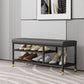 Modern Entryway Bench Cushioned Metal Seating Bench with Shelves , 12.5" Width Dark Gray Clearhalo 'Benches' 'Chairs & Seating' 'furn' 'furn_benches' 'Furniture' 'Living Room Furniture' 7020561