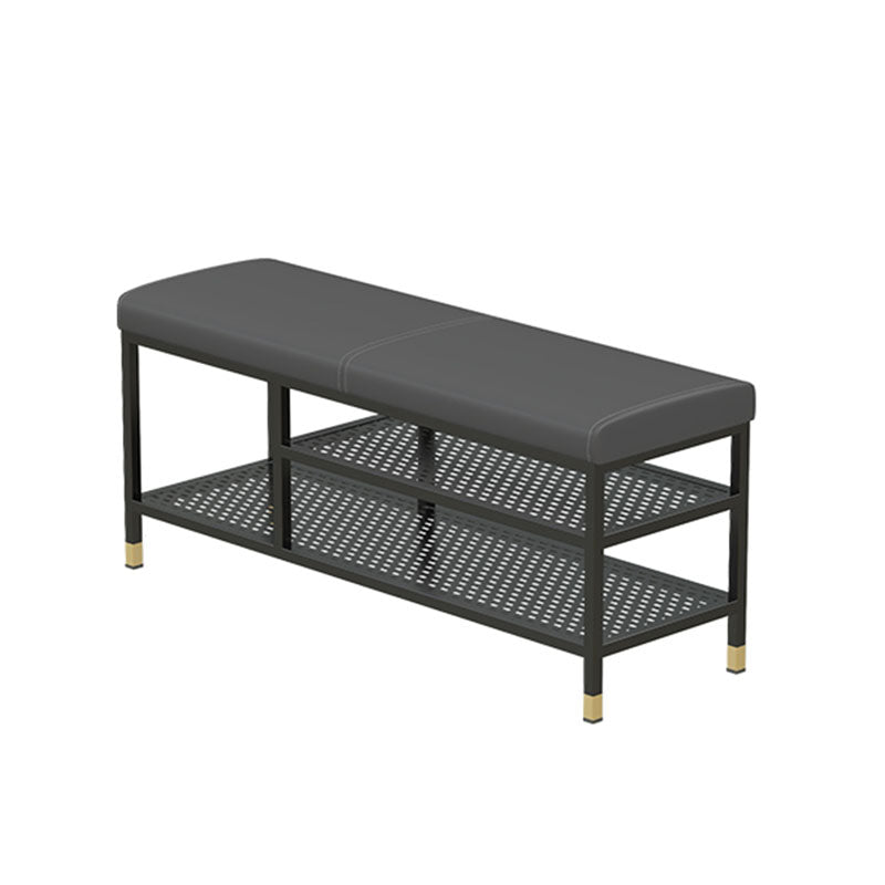 Modern Entryway Bench Cushioned Metal Seating Bench with Shelves , 12.5" Width Clearhalo 'Benches' 'Chairs & Seating' 'furn' 'furn_benches' 'Furniture' 'Living Room Furniture' 7020562