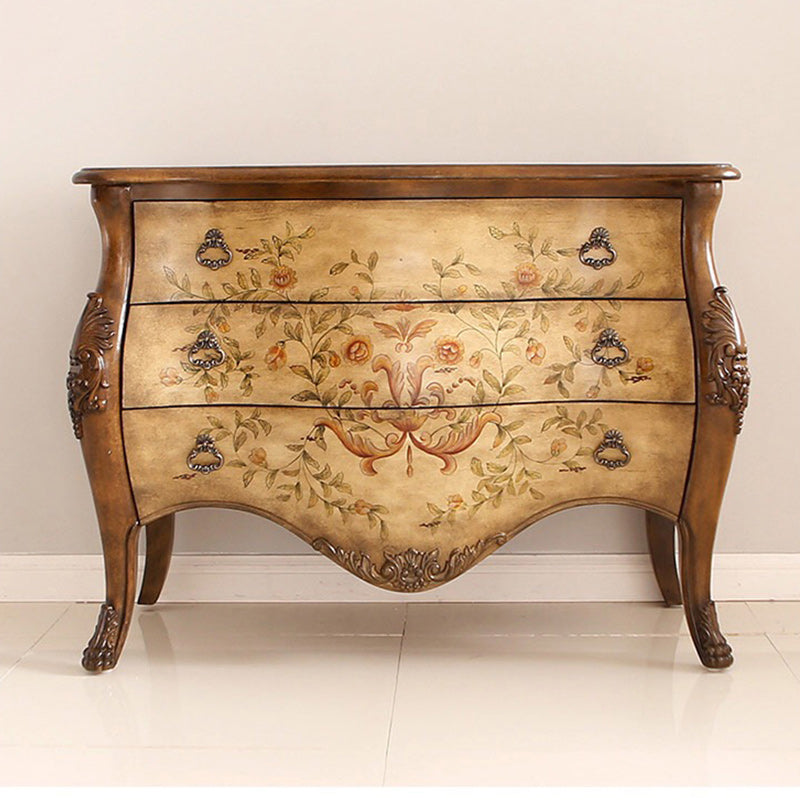 Cómoda Tradicional de Madera Cómoda Horizontal de 3 Cajones sin Espejo