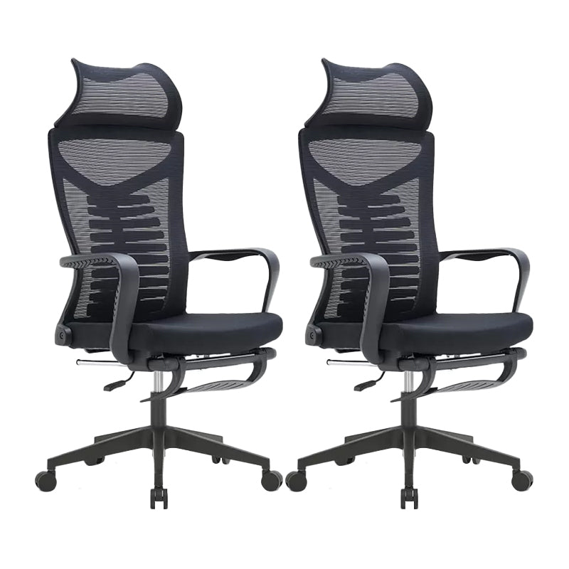 Fixed Arms Desk Chair Modern Adjustable Seat Height Swivel Chair with Footrest Black 2 Piece Set Clearhalo 'furn' 'furn_office_chair' 'Furniture' 'Office Chairs' 'Office Furniture' 'office_chair' 7023762