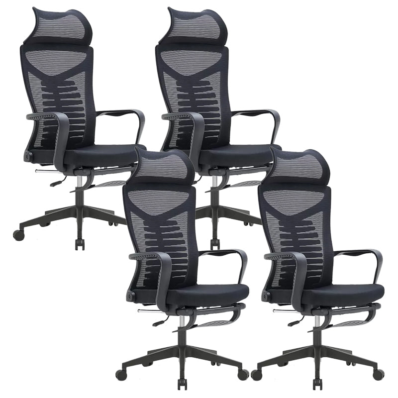 Fixed Arms Desk Chair Modern Adjustable Seat Height Swivel Chair with Footrest Black 4 Piece Set Clearhalo 'furn' 'furn_office_chair' 'Furniture' 'Office Chairs' 'Office Furniture' 'office_chair' 7023764
