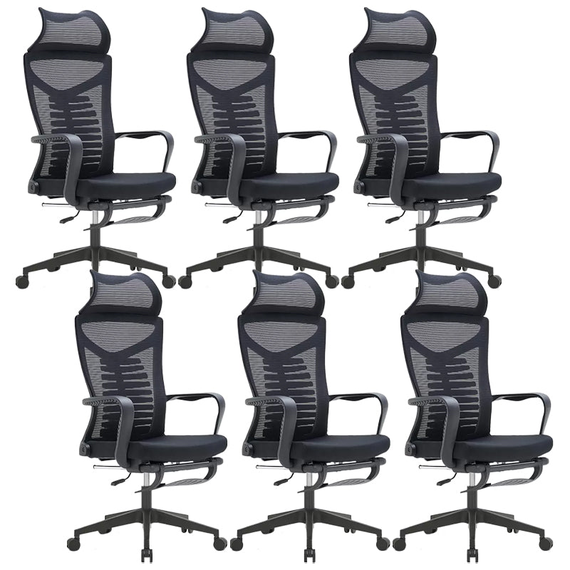 Fixed Arms Desk Chair Modern Adjustable Seat Height Swivel Chair with Footrest Black 6 Piece Set Clearhalo 'furn' 'furn_office_chair' 'Furniture' 'Office Chairs' 'Office Furniture' 'office_chair' 7023766