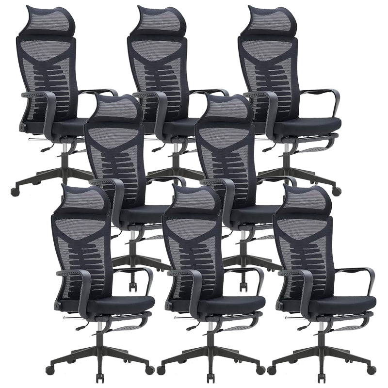 Fixed Arms Desk Chair Modern Adjustable Seat Height Swivel Chair with Footrest Black 8 Piece Set Clearhalo 'furn' 'furn_office_chair' 'Furniture' 'Office Chairs' 'Office Furniture' 'office_chair' 7023769