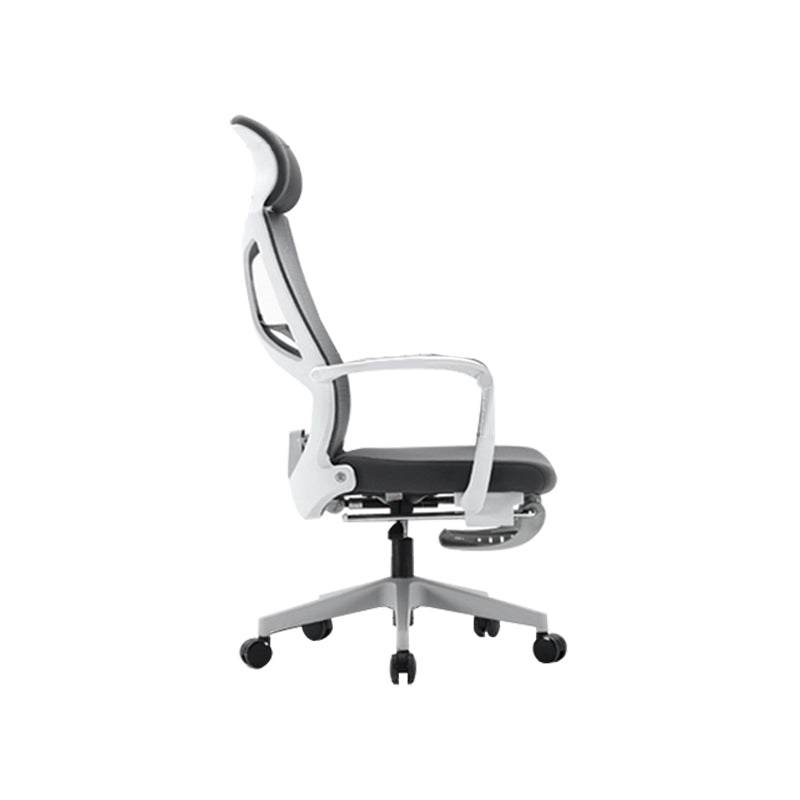 Fixed Arms Desk Chair Modern Adjustable Seat Height Swivel Chair with Footrest White 1 Piece Clearhalo 'furn' 'furn_office_chair' 'Furniture' 'Office Chairs' 'Office Furniture' 'office_chair' 7023770