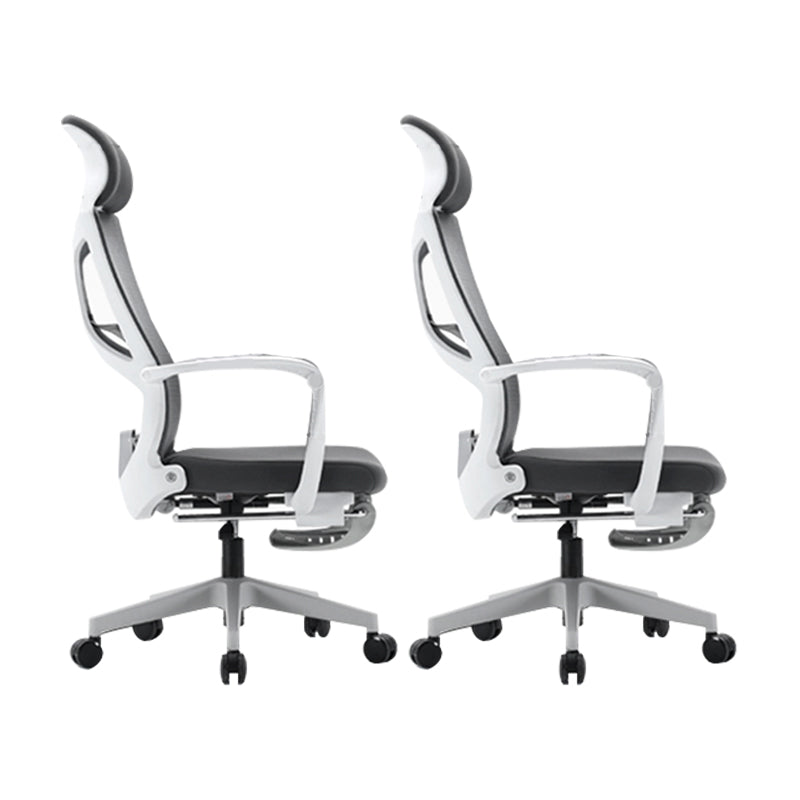 Fixed Arms Desk Chair Modern Adjustable Seat Height Swivel Chair with Footrest White 2 Piece Set Clearhalo 'furn' 'furn_office_chair' 'Furniture' 'Office Chairs' 'Office Furniture' 'office_chair' 7023772