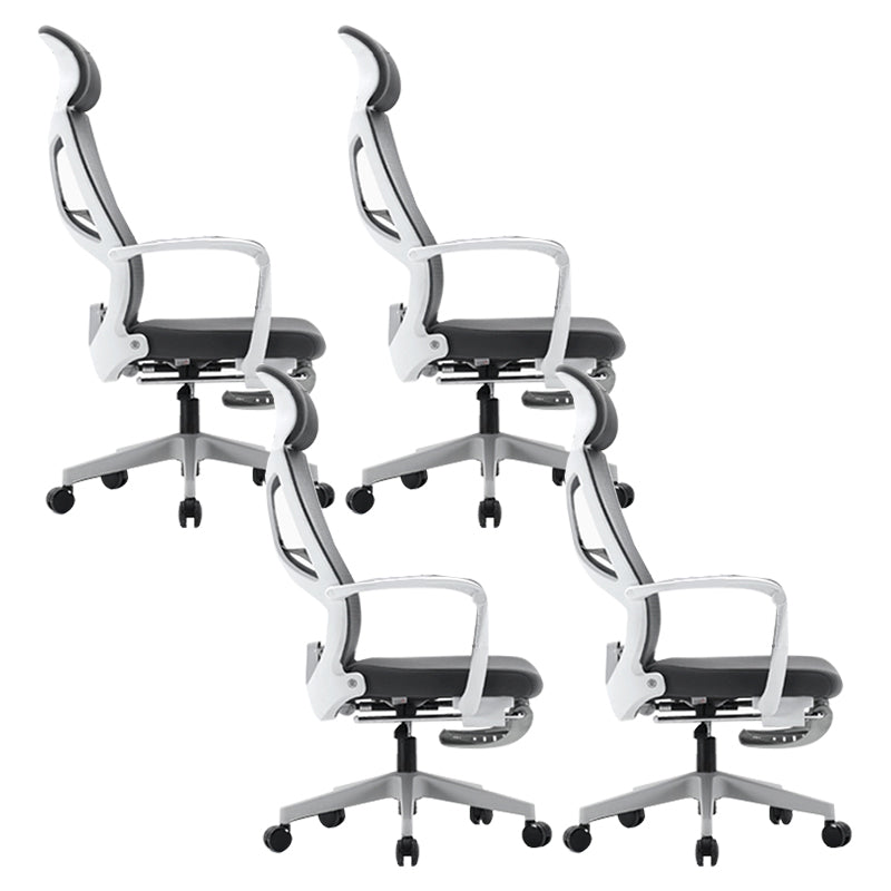 Fixed Arms Desk Chair Modern Adjustable Seat Height Swivel Chair with Footrest White 4 Piece Set Clearhalo 'furn' 'furn_office_chair' 'Furniture' 'Office Chairs' 'Office Furniture' 'office_chair' 7023775