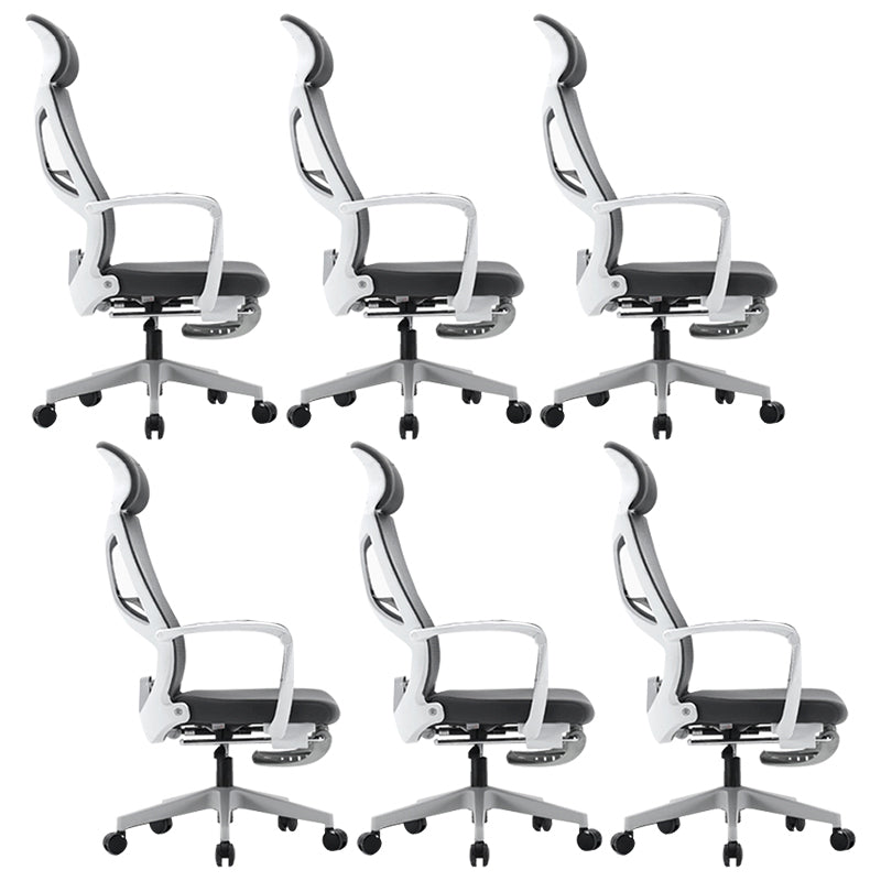 Fixed Arms Desk Chair Modern Adjustable Seat Height Swivel Chair with Footrest White 6 Piece Set Clearhalo 'furn' 'furn_office_chair' 'Furniture' 'Office Chairs' 'Office Furniture' 'office_chair' 7023776