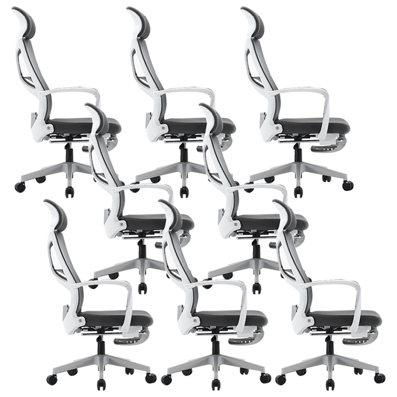 Fixed Arms Desk Chair Modern Adjustable Seat Height Swivel Chair with Footrest White 8 Piece Set Clearhalo 'furn' 'furn_office_chair' 'Furniture' 'Office Chairs' 'Office Furniture' 'office_chair' 7023777