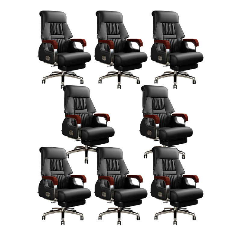 Sedia da ufficio a diapositiva moderna in pelle fissa in pelle regolabile altezza sedia da scrivania con ruote