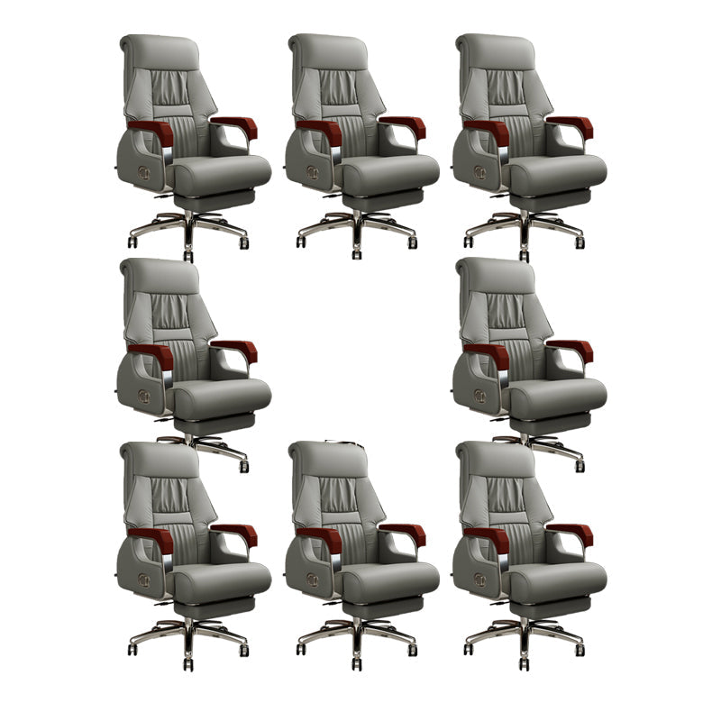 Sedia da ufficio a diapositiva moderna in pelle fissa in pelle regolabile altezza sedia da scrivania con ruote