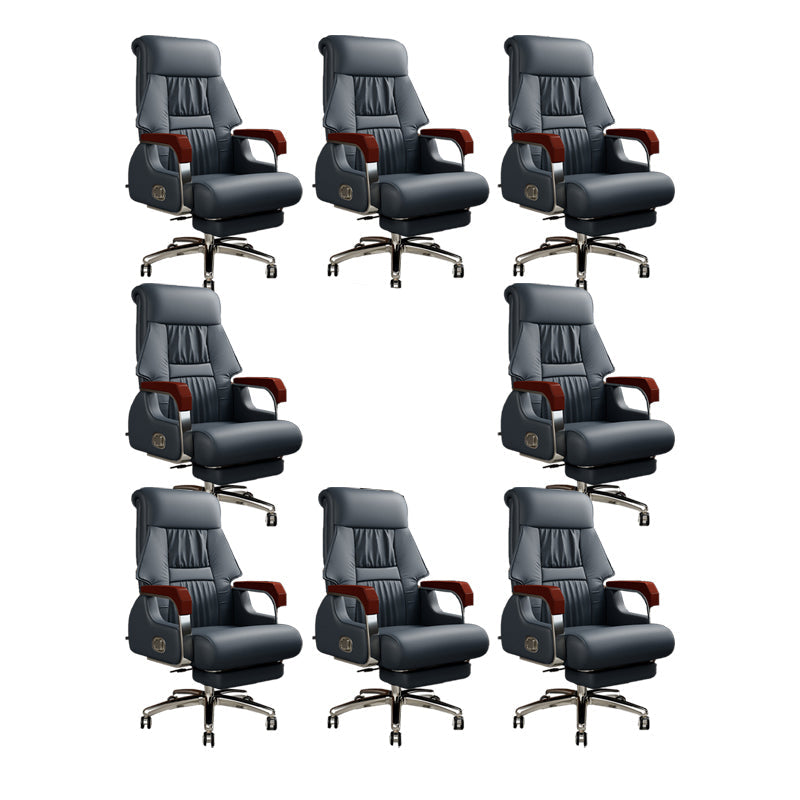 Sedia da ufficio a diapositiva moderna in pelle fissa in pelle regolabile altezza sedia da scrivania con ruote