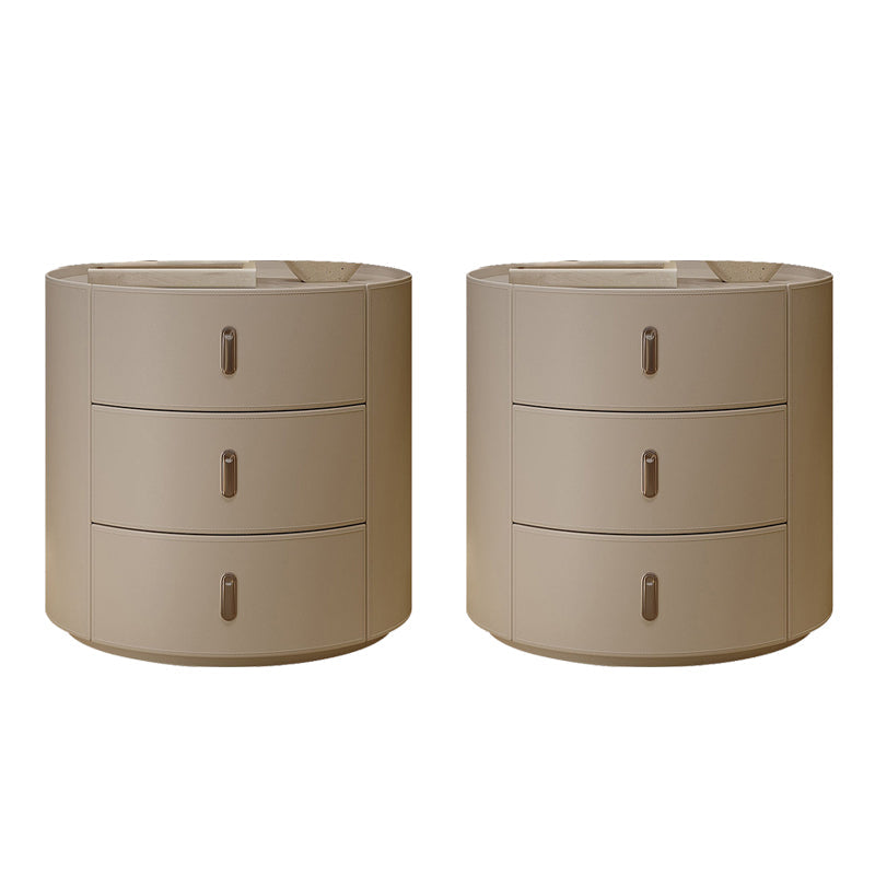 Contemporary Night Table Stone Accent Table Nightstand with 3 Drawers for Home Off-White 2 Piece Set Clearhalo 'Bedroom Furniture' 'furn' 'furn_night_stand' 'Furniture' 'night_stand' 'Nightstands' 7023984