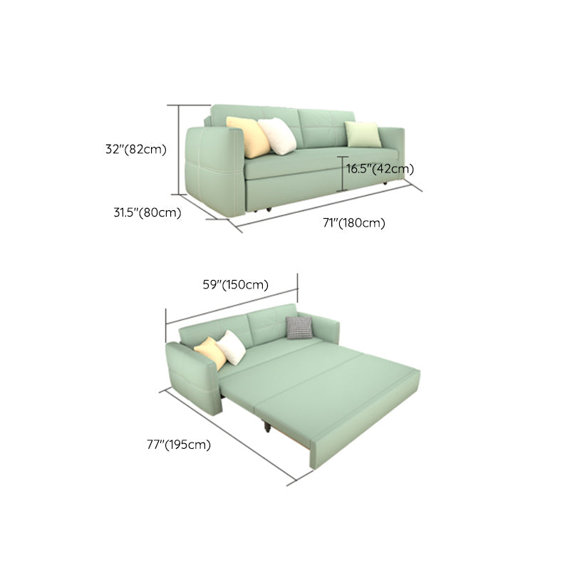 枕バックスカンジナビアスリーパーソファボンドレザーグリーン布団ソファベッド