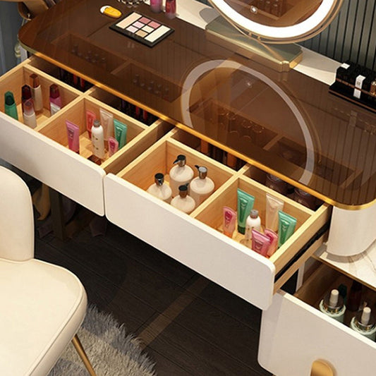 Set di sgabelli da toeletta lussuoso per trucco a specchio illuminato