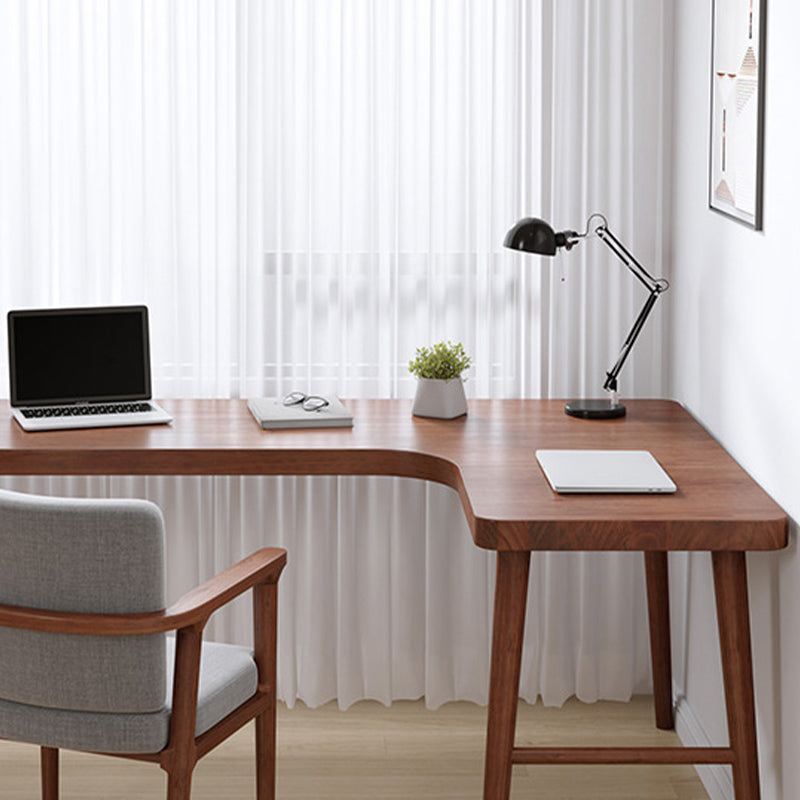 Modern Solid Wood Office Desk L-Shape Task Desks with 5-Legs for Home Clearhalo 'furn' 'furn_office_desk' 'Furniture' 'Office Desks' 'Office Furniture' 'office_desk' 7024789
