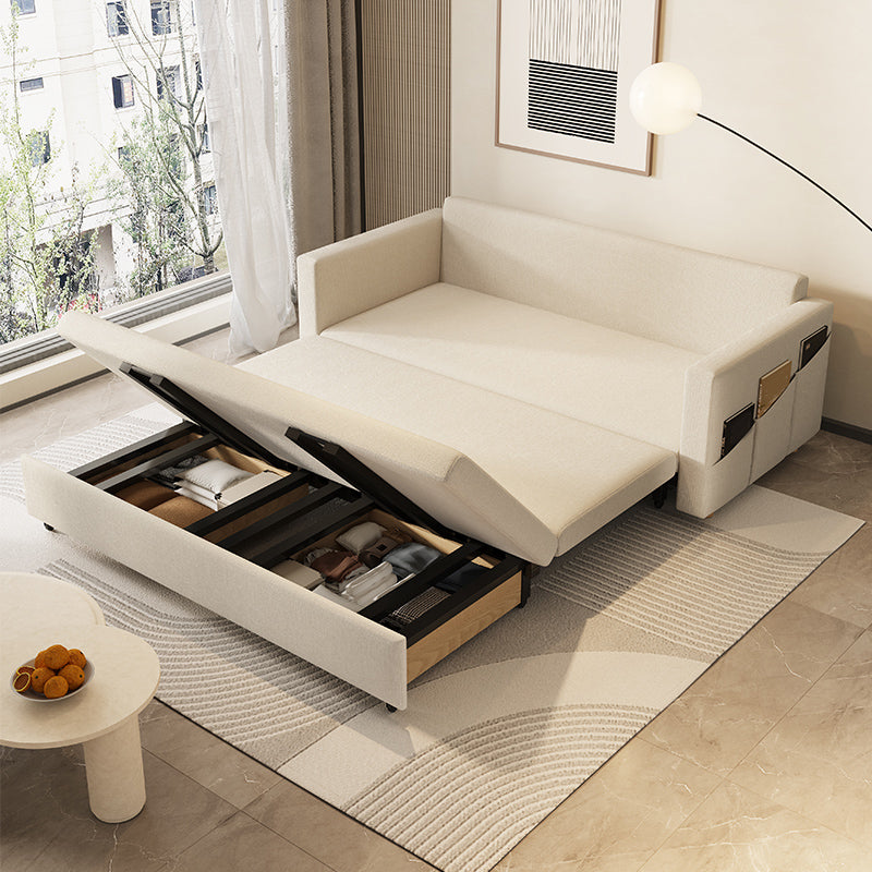 31" Wide Scandinavian Sleeper Sofa Futon Beige Foldable Sleeper Sofa Clearhalo 'furn' 'furn_futons' 'Furniture' 'Futons & Daybeds' 'Futons' 'Living Room Furniture' 7025136