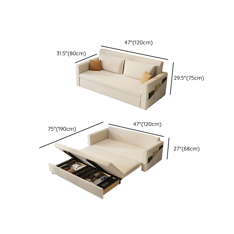 31" Wide Scandinavian Sleeper Sofa Futon Beige Foldable Sleeper Sofa Clearhalo 'furn' 'furn_futons' 'Furniture' 'Futons & Daybeds' 'Futons' 'Living Room Furniture' 7025142