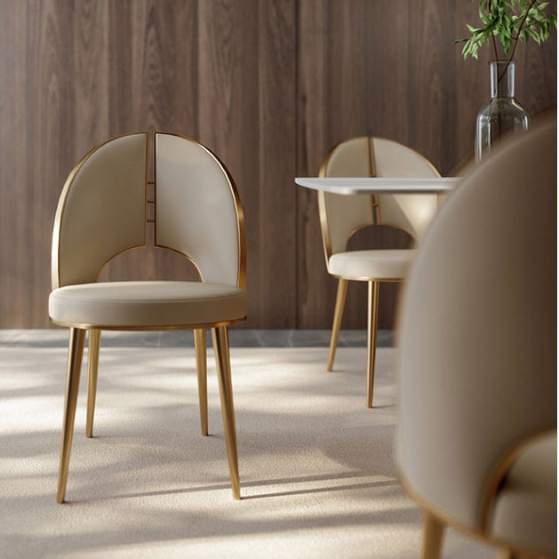 Nordic Style Side Chair Faux Leather Dining Chair with Metal Base for Home Use Clearhalo 'Dining Chairs' 'Dining Tables & Seating' 'dining_chair' 'furn' 'furn_dining_chair' 'Furniture' 'Kitchen & Dining Furniture' 7028444