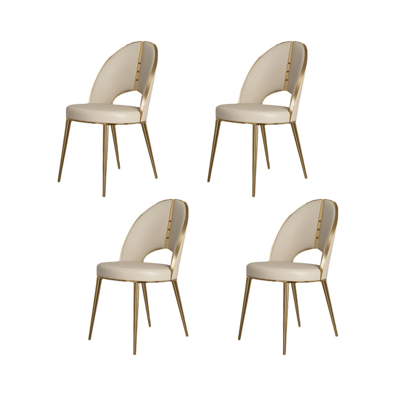 Nordic Style Side Chair Faux Leather Dining Chair with Metal Base for Home Use Gold 4 Piece Set Clearhalo 'Dining Chairs' 'Dining Tables & Seating' 'dining_chair' 'furn' 'furn_dining_chair' 'Furniture' 'Kitchen & Dining Furniture' 7028445