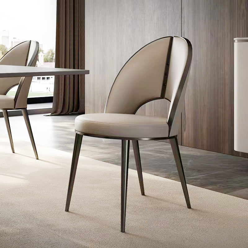 Nordic Style Side Chair Faux Leather Dining Chair with Metal Base for Home Use Clearhalo 'Dining Chairs' 'Dining Tables & Seating' 'dining_chair' 'furn' 'furn_dining_chair' 'Furniture' 'Kitchen & Dining Furniture' 7028447